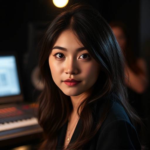 Sophia Lee, Mixing Engineer, with a focused and artistic gaze
